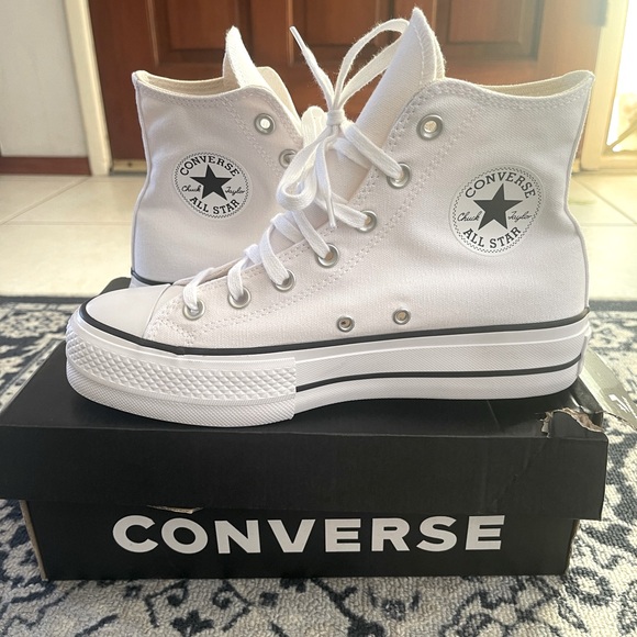 Converse Shoes - White platform high converse size 8.5